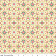 Market Street Tiles C14124 Cream Riley Blake-Geometric Floral-4.5 yards cotton