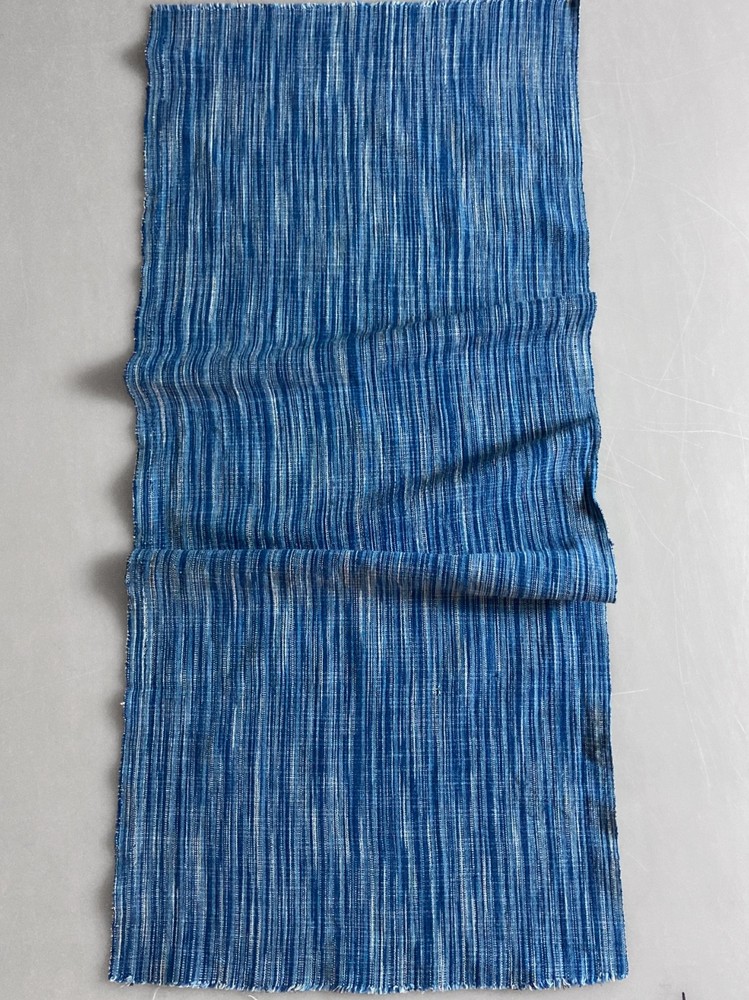 Hand Woven Cotton INDIGO DYED Fabric – Blue & White 16.5″ W x 40″ L Mid Weight