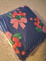 Cotton Fabric “Cherries All Over” #2099 Dk Navy 1996 3 yards Daisy Kingdom RARE