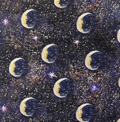 ANGEL OF PEACE BY JOSEPHINE WALL MOON STAR FIELD 3 WISHES COTTON FABRIC 1/2 YD