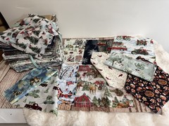🎄 Premium Christmas Fabric Bundle, 10×10 Squares. 12 Different Prints,9.2 lbs