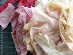 Large Silk Scrap Bundle Vintage Kimono Lining Fabric Pink White Japanese Sakiori