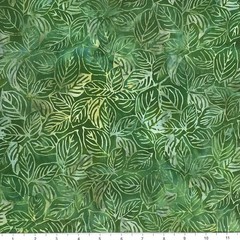 1 Yard Cut of Lunn Fabric Dogwood Leaves Batik Hand Dyed 100% Cotton 2138 Forest