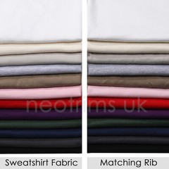 Heavy Sweatshirt Fabric Brushed Fleece 380gsm Cotton Luxury French Terry & Rib