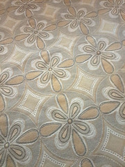 Vintage Fabric Material Beige Gold Flowers Floral Retro 60s Sewing DIY 50×35