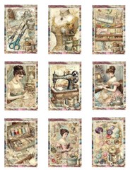 Vintage Victorian Sewing A Designer MULTI-SIZE SET Cotton Fabric Quilt Blocks