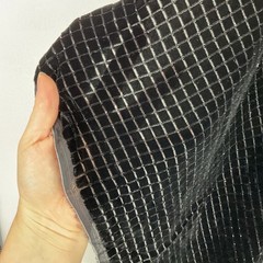 Black on black velvet grid fabric 73” L x 43.5” W sparkling dots