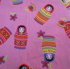 Cotton Quilt Fabric 1 & 1/3 yard Russian Nesting Dolls Pink Craft Material