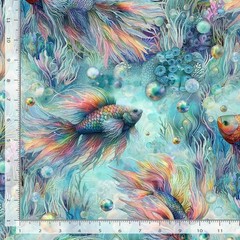 Nautical Fabric | Oceana Rainbow Fish Reef Blue | Timeless Treasures YARD