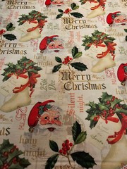 Christmas Santa Stocking Holly cotton print by Timeless Treasures BTY