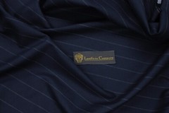 Navy flannel pinstripe Suiting fabric Italian wool blend Lanificio Campore