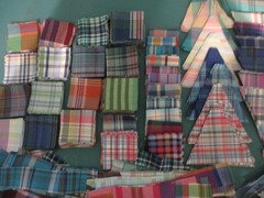 Cotton Fabric Lot 2.5″ Squares 1.5″ Strips Triangles Upcycled Plaids Quilt Block