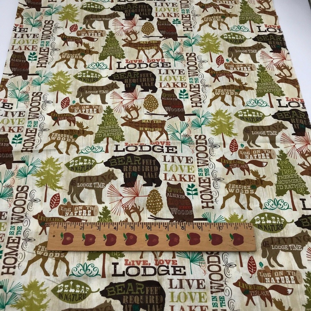 Home Is In The Woods Country Theme Fat Quarter (18″ x 22″) Cotton Fabric Brown