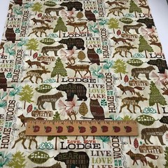 Home Is In The Woods Country Theme Fat Quarter (18″ x 22″) Cotton Fabric Brown