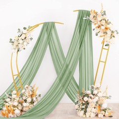 Wedding Arch Draping Fabric 1 Panel 29″ x 19Ft Sage Green Sheer Chiffon Curtain