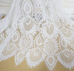 Black Heavy Eyelash Scalloped Lace Apparel Fabric Cloth DIY 59″Wide By The Yard
