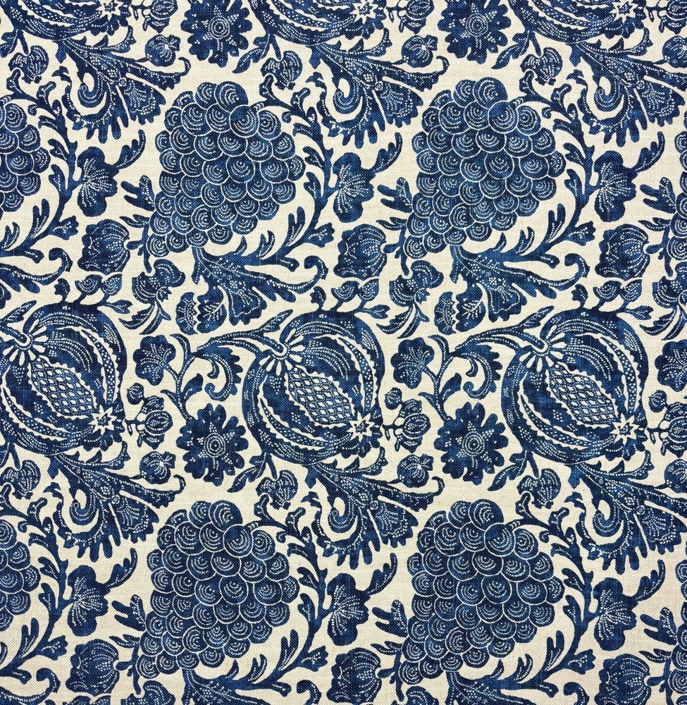 P KAUFMANN BOUNTIFUL INDIGO BLUE BATIK FLORAL MULTIPURPOSE FABRIC BY YARD 54″W