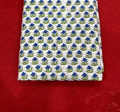 5 Yard Hand Block Floral Print Fabric Natural Handmade Cotton Indian Sanganeri