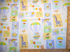 Nursery Fabric By Yard Animal Toy Baby Patch Yellow Blue White Cotton #B C