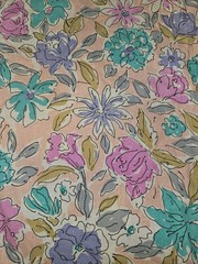 Vintage 60s/70s Cotton Sketch Style Floral Print Fabric 4.75 Yards X 48″ Wide