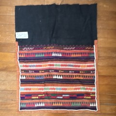 Thai Tribal Crafts Vintage 70s Tribal Geometric Beaded Multicolor Cotton Fabric