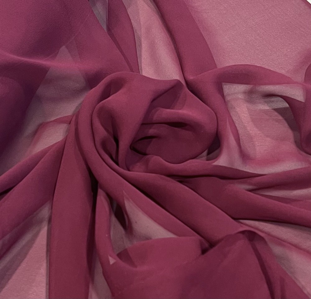 WINE 100% Silk Chiffon Fabric 45” Width Sold By The Yard