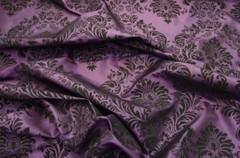 TAFFETA DAMASK VELVET FLOCKED PLUM BY THE YARD