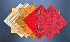 32 Coordinating 100% Cotton 4.5 x 4.5 Inch Squares Vintage Prints Autum Colors