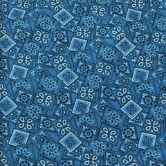Fabric By The Yard – Turquoise Bandana – 43” Wide – Cotton/synthetic blend