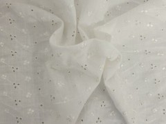 100% Linen Fabric Eyelet Embroidery Off White By the Yard & Wholesale 1/24