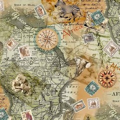 African Adventure Map – 1 yard price! – Continuous yards available.