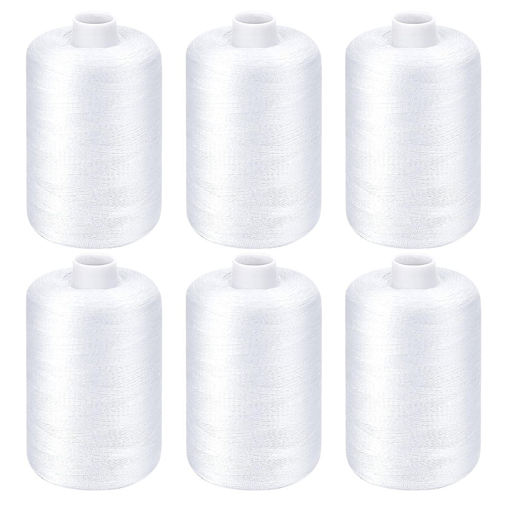 All Purpose Sewing Thread, White Thread for Machine, 6 Spools