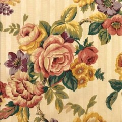 Vintage Mill Creek Floral GARDEN Pastel Yellow Cotton Drapery Pillow Fabric BTY