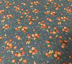 Vtg Allover Floral Print Fabric With Birds Cranston VIP Print Pink Tan Blue BTY