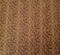 A Golden Holiday BTY Laurie Cook Quilting Treasures Gold Scroll on Brown
