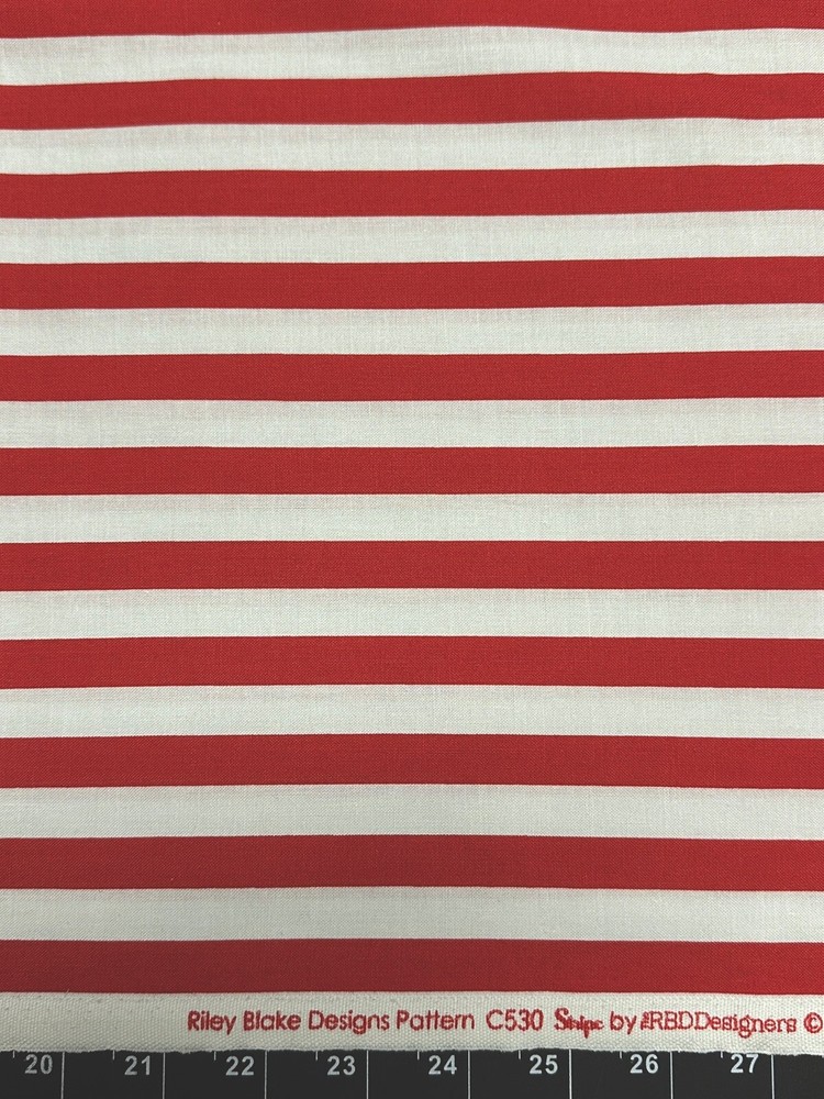 Tina SCRAP 9″x21″ Red White Christmas Peppermint Stripe Patriotic Fabric Cotton