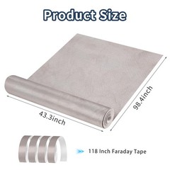 Faraday Fabric Military Grade Fabric 98×43 inch Nickel Copper Faraday Cloth f…