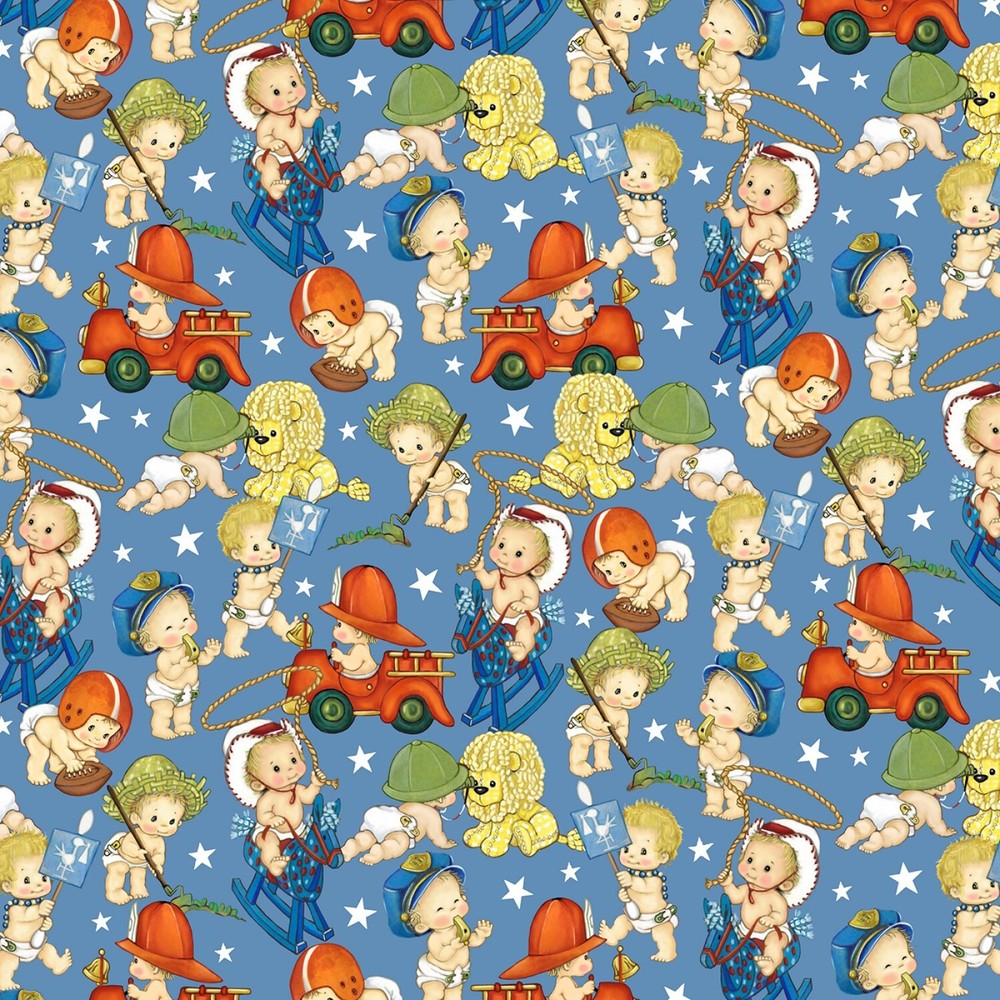 Americana Baby Blue Patriotic Baby Quilt Fabric BTY Michael Miller 44″ Wide