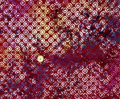 LAST 15”x15” REMNANT FAUX SHIBORI BATIK MULTICOLOR RED QUILT fabric COMBINE SHIP