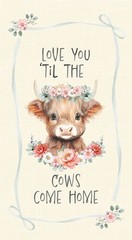 Til The Cows Come Home”•24″ Highland Cow, Cows Fabric Panel!24×45•Cott•FastShip