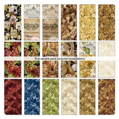 Wine Vineyard Grape Fabric 18 FQ Set Fat Quarters Cheers To You Cotton Benartex