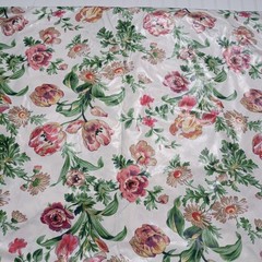 Vintage Ramm Fabric Petworth 7 Yards Chintz Floral Tulips Upholstery Mat G2U