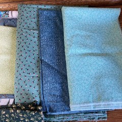 Lot of Cotton Quilting Fabric Prints/Florals 1+ Pound Green/Blue Scraps/Pieces
