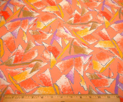Cotton Quilt Fabric 1 1/3 Yard Org Yellow Purple White Tan Geometric Lt Orange C