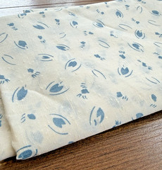 VTG Wamsutta Cotton Nub Textured Cream Blue Fabric 2 yards +2″ L X 44″ W
