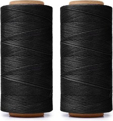 568 Yards 2 PCS 150D 0.8mm Waxed Thread for Leather Sewing, black