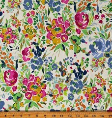 Cotton Knit Flowers Floral Foliage Garden 60″ Wide Knit Fabric by Yard D447.22
