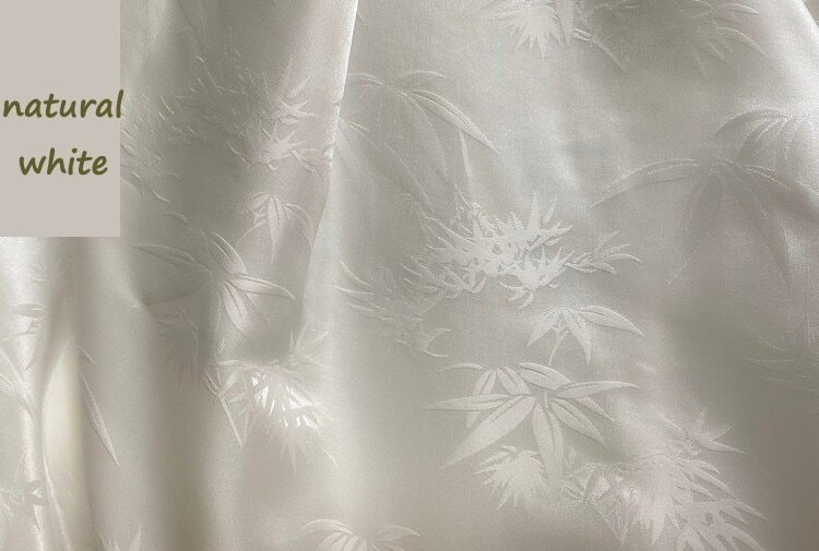 1 Yard X 1.14 meter Bamboo Leaf Jacquard Silk Fabric For Gown Soft Silk Viscose