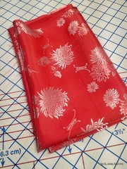 Vintage Red Chinese Brocade Fabric Satin Jacquard Floral Silk Polyester BTY