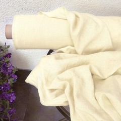 Vanilla Cream Linen Fabric By The Yard Natural Soft Material Sewing Clothing 58″